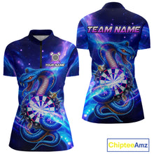 Load image into Gallery viewer, Galaxy Blue Custom Cobra Snake Darts Shirt For Women, Darts League Jersey Team Polo &amp; 1/4 Zip TDM5274
