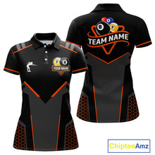 Load image into Gallery viewer, Personalized 8&amp;9 Ball Pool Billiard Polo, 1/4 Zip For Women Custom Team Billiard Jersey|Orange TDM4049