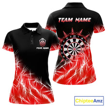Load image into Gallery viewer, Red Icy Lights Women Darts Polo &amp; Quarter Zip Custom Dart Shirts For Team Darts Jerseys Outfit TDM4640