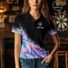 Load image into Gallery viewer, Holographic Icy Lights Women Darts Polo &amp; Quarter Zip Custom Dart Shirts For Team Darts Jerseys TDM4641