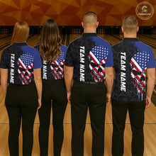 Load image into Gallery viewer, Custom American Flag Skull Bowling Jersey For Men, Patriotic Bowling Team Shirt Polo &amp; 1/4 Zip TDM6389