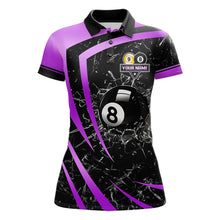 Load image into Gallery viewer, Black And Purple 8 Ball &amp; 9 Ball Glass Break Billiard Shirt For Women Custom Pool Team Jersey Outfit TDM6152