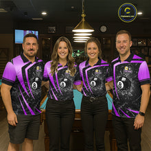 Load image into Gallery viewer, Black And Purple 8 Ball &amp; 9 Ball Glass Break Billiard Shirt For Men Custom Pool Team Jersey Outfit TDM6152