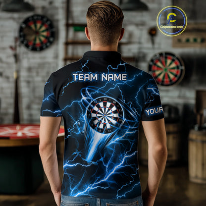 Blue Darts Skull Men Quarter-Zip Shirt Custom Lightning Thunder Team League Darts Jersey TDM1511