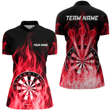 Load image into Gallery viewer, Fire Flame Dartboard 3D Darts Polo &amp; Quarter Zip Custom Dart Shirts For Women Dart Jerseys |Red TDM3298