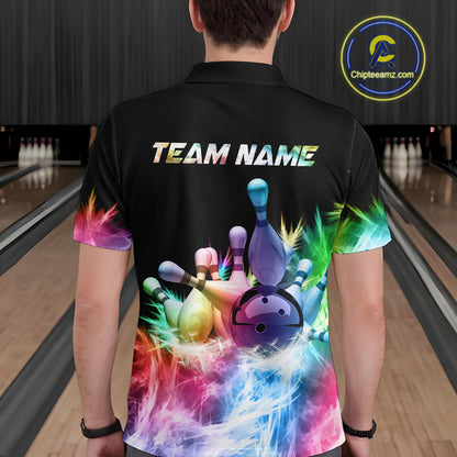 Icy Colorful Light Men's Bowling Shirt Custom Bowling Jersey Outfit Team Polo & Quarter Zip TDM4654