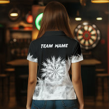 Load image into Gallery viewer, Icy Black White Light Women Darts Polo &amp; Quarter Zip Shirts Custom Dart Shirts For Team Dart Jerseys TDM2832