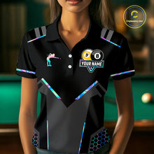 Load image into Gallery viewer, Personalized Holographic Billiard 8 Ball &amp; 9 Ball Pool Polo, 1/4 Zip For Women, Billiard Team Jersey TDM4253