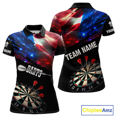 Personalized Glowing American Flag Darts Shirt For Women Custom Patriotic Darts Team Jerseys TDM4265