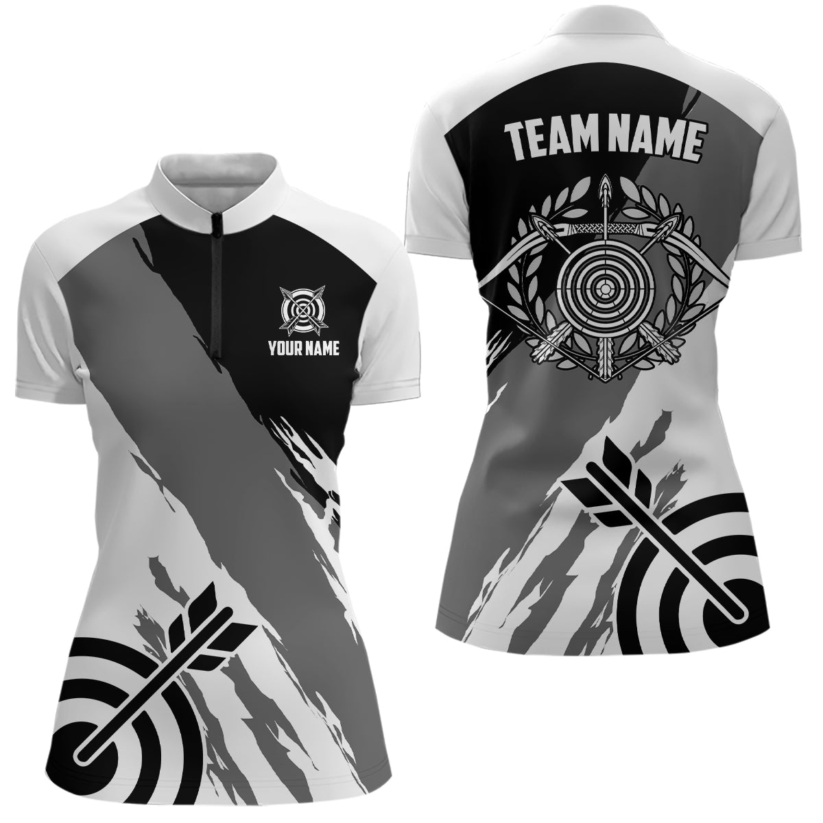 Personalized Grey Jerseys Archery Women Quarter-Zip Shirts Custom Archery Jerseys Shirts TDM0635