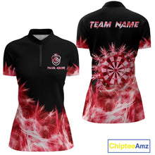 Load image into Gallery viewer, Red Icy Lights Darts Polo &amp; Quarter Zip Custom Dart Shirts For Women Darts Team Jerseys Outfit TDM5323