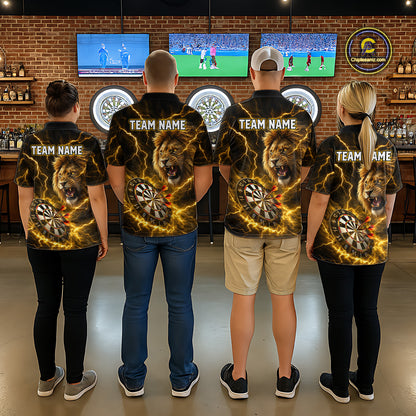 Custom Yellow Dartboard Thunder Lightning Lion Darts Shirt For Women, Darts League Team Jersey TDM5815