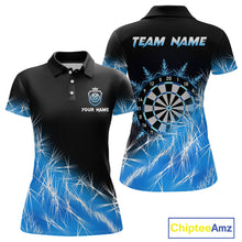 Load image into Gallery viewer, Blue Icy Lights Womens Darts Polo &amp; Quarter Zip Custom Dart Shirts For Team Darts Jerseys TDM3799