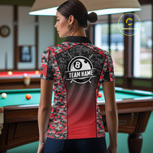 Load image into Gallery viewer, Red Camo 8 Ball Billiard Shirt For Women Custom Pool Team Shirt, Billiard Jersey Polo &amp; 1/4 Zip TDM6200