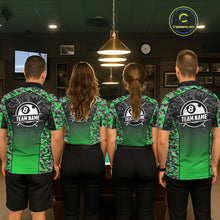 Load image into Gallery viewer, Green Camo 8 Ball Billiard Shirt For Men Custom Pool Team Shirt, Billiard Jersey Polo &amp; 1/4 Zip TDM6201