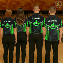 Load image into Gallery viewer, Black And Green Bowling Jersey For Men Custom Flame Bowling Shirt Team Polo &amp; Quarter Zip TDM5825