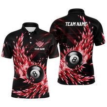 Load image into Gallery viewer, 3D Red Frozen Ice Custom Men Billiard Polo &amp; Quarter-Zip Shirts, 8 Ball Pool Billiard Attire Jersey TDM1705
