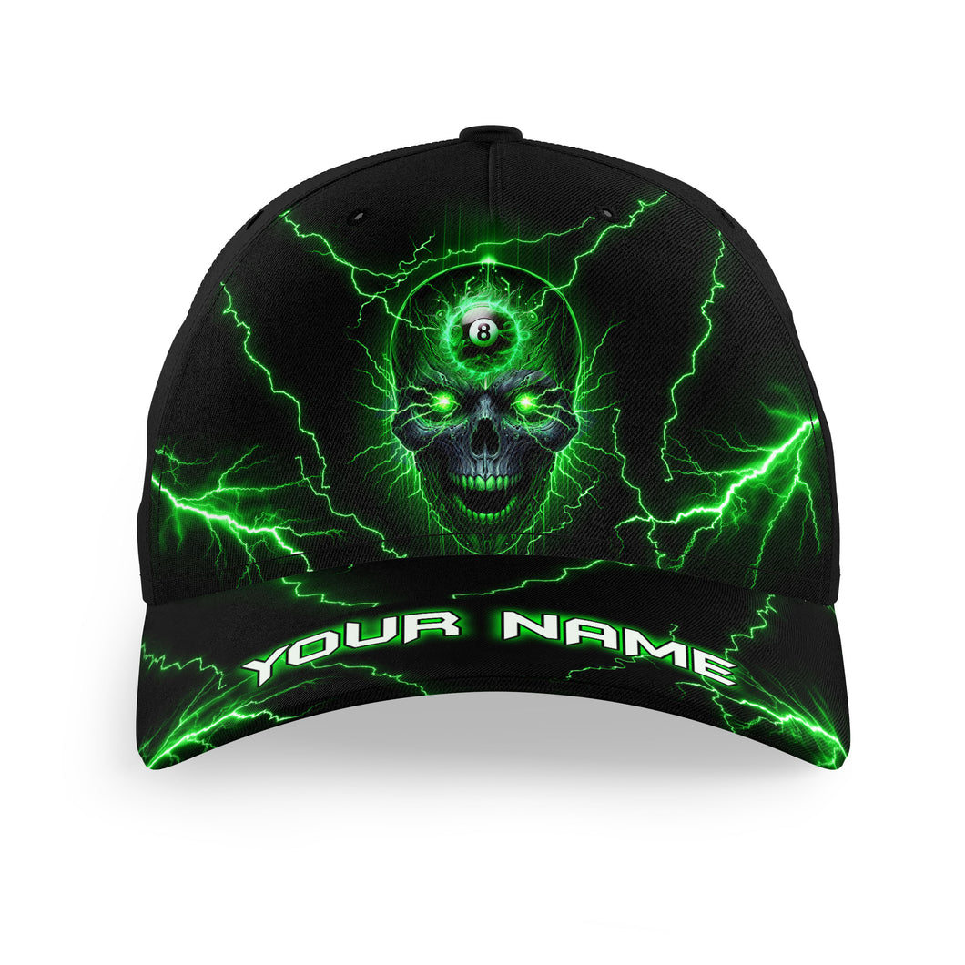 Personalized Green Skull Billiard Hats, Custom Adjustable 3D Printed Billiard Baseball Cap TDM1708