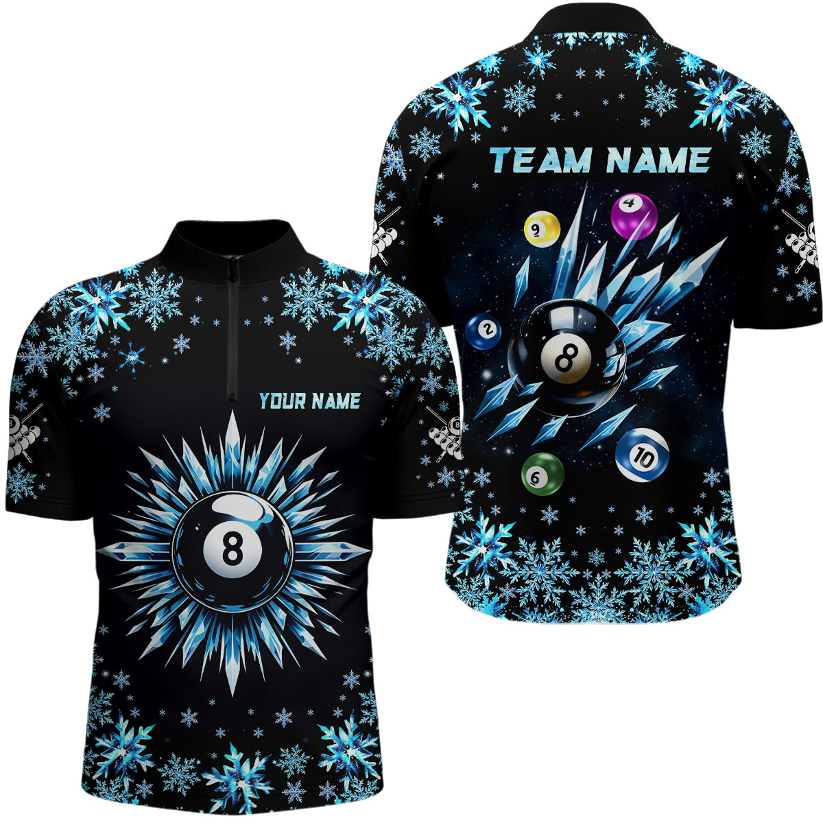 Personalized Blue Frozen 8 Ball Pool Billiard Shirts For Men Custom Billiard Balls Team Jerseys TDM1927