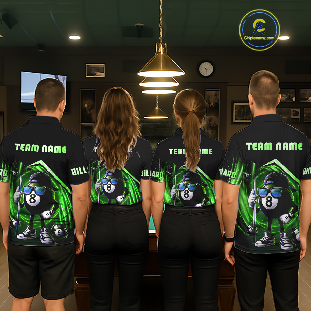 Green Funny 8 Ball Billiard Shirt For Men Custom Pool Team Shirt, Billiard Jersey Polo & 1/4 Zip TDM5833