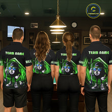 Load image into Gallery viewer, Green Funny 8 Ball Billiard Shirt For Men Custom Pool Team Shirt, Billiard Jersey Polo &amp; 1/4 Zip TDM5833
