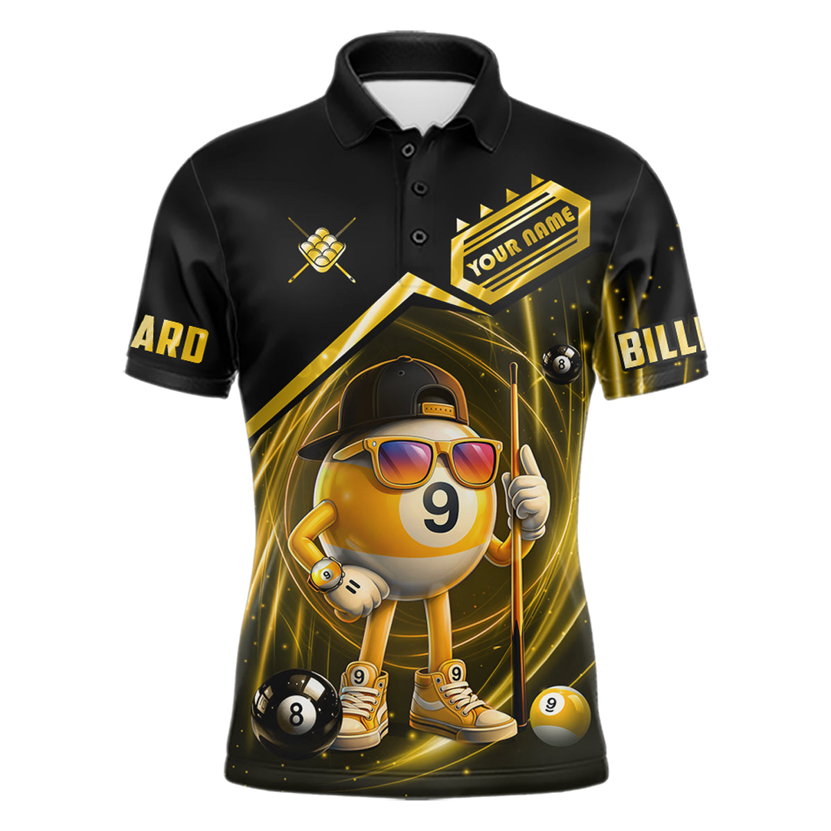 Yellow Funny 9 Ball Billiard Shirt For Men Custom Pool Team Shirt, Billiard Jersey Polo & 1/4 Zip TDM5835