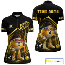 Load image into Gallery viewer, Yellow Funny 9 Ball Billiard Shirt For Women Custom Pool Team Shirt, Billiard Jersey Polo &amp; 1/4 Zip TDM5835