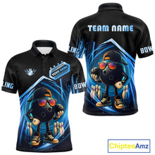 Load image into Gallery viewer, Blue Funny Bowling Ball Shirt For Men Custom Bowling Jersey, Bowling Team Shirt Polo &amp; Quarter Zip TDM5836