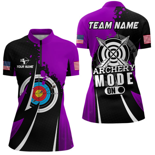 Personalized Purple Archery Mode Women Quarter-Zip Shirts Custom Archery Jerseys Team Shirts TDM0673