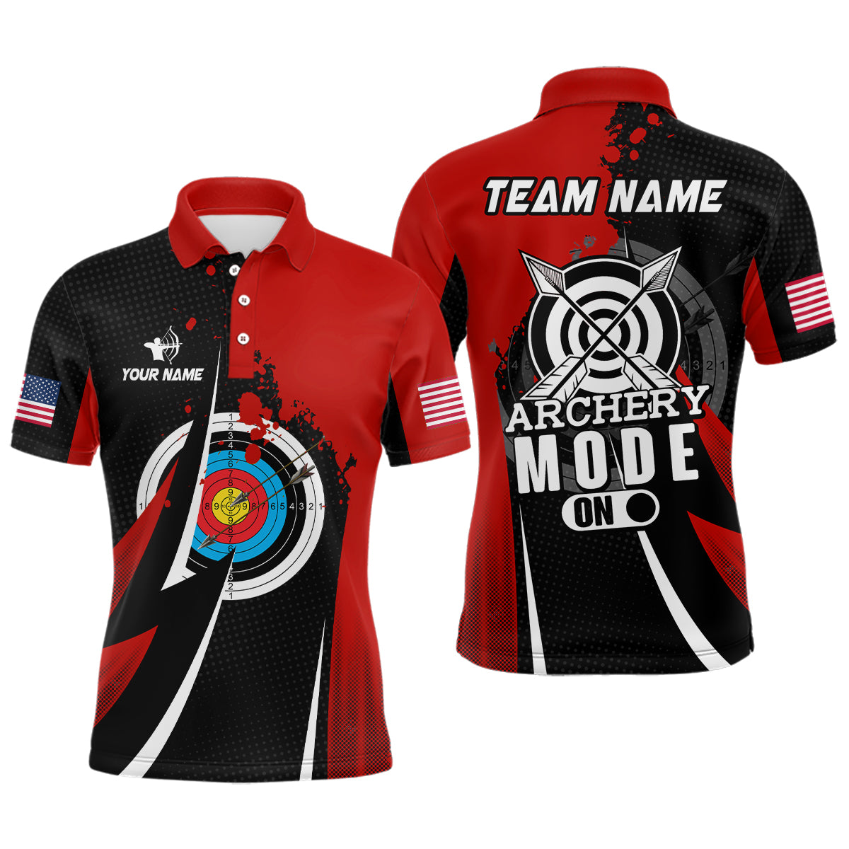 Personalized Red Jerseys Archery Mode On Polo Shirts For Men Custom Archery Jerseys Team Shirts TDM0670