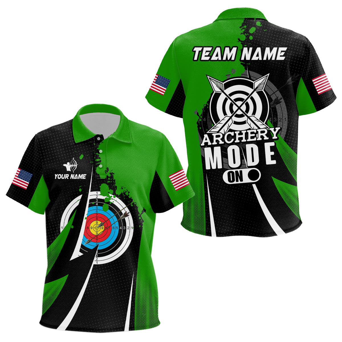 Personalized Green Jerseys Archery Mode On Polo Shirts For Kid Custom Archery Jerseys Team Shirts TDM0671