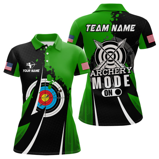 Personalized Green Jerseys Archery Mode On Polo Shirts For Women Custom Archery Jerseys Team Shirts TDM0671