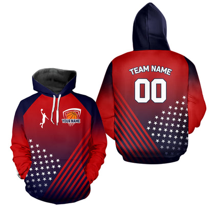 Personalized American Flag Basketball Jersey Custom Name And Number Patriotic Basketball Shirt|Red TDM5628
