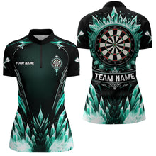 Load image into Gallery viewer, Personalized Turquoise Icy Dartboard Custom Darts Polo &amp; Quarter Zip For Women, Team Dart Jerseys TDM3670