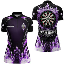 Load image into Gallery viewer, Personalized Purple Icy Dartboard Custom Darts Polo &amp; Quarter Zip For Women, Team Dart Jersey Outfit TDM3671