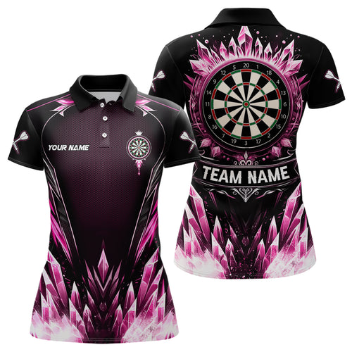 Personalized Pink Icy Dartboard Custom Darts Polo & Quarter Zip For Women, Team Dart Jerseys Outfit TDM3672