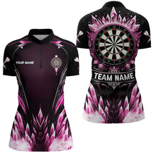Load image into Gallery viewer, Personalized Pink Icy Dartboard Custom Darts Polo &amp; Quarter Zip For Women, Team Dart Jerseys Outfit TDM3672