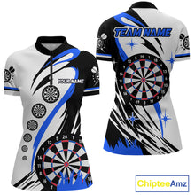 Load image into Gallery viewer, Personalized Funny Dartboard Darts Polo &amp; Quarter Zip For Women Custom Darts Team Jerseys | Blue TDM4124
