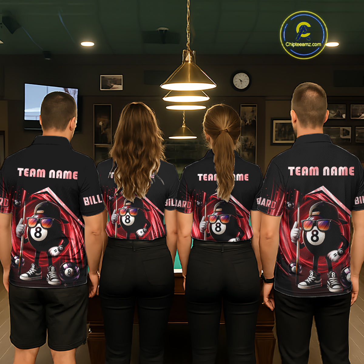 Red Funny 8 Ball Billiard Shirt For Women Custom Pool Team Shirt, Billiard Jersey Polo & 1/4 Zip TDM5645