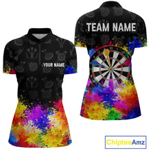 Load image into Gallery viewer, Funny Dartboard Colorful Grunge Dart Shirts For Women | Darts Team Jerseys – Polo &amp; Quarter Zip TDM3964