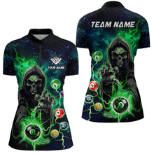 Load image into Gallery viewer, Green Billiard Grim Reaper Women Polo &amp; Quarter-Zip Shirts Customized Team League Billiard Jerseys TDM1752