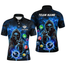 Load image into Gallery viewer, Blue Billiard Grim Reaper Men Polo &amp; Quarter-Zip Shirts Customized Team League Billiard Jerseys TDM1749