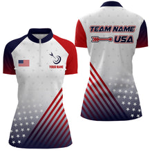 Load image into Gallery viewer, Personalized Patriotic US Flag Archery Women Polo &amp; Quarter-Zip Shirts Custom Team Archery Jerseys TDM1763