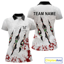 Load image into Gallery viewer, Custom White Red Grunge Dart Shirt With Pocket Option For Women, Darts Jersey TDM4529