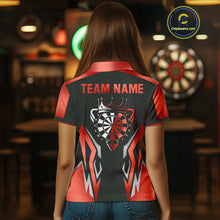 Load image into Gallery viewer, Black And Red Funny Crown Darts Shirt For Women Custom Darts Jerseys Team Polo &amp; Quarter Zip TDM4325