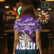 Load image into Gallery viewer, Personalized Marble Swirl Dart Shirt For Women Custom Funny Darts Jersey Team Polo &amp; 1/4 Zip|Purple TDM4162