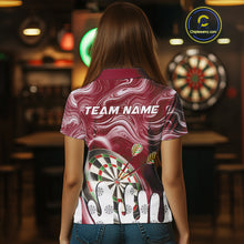 Load image into Gallery viewer, Personalized Marble Swirl Dart Shirts For Women Custom Funny Darts Jersey Team Polo &amp; 1/4 Zip |Red TDM4163