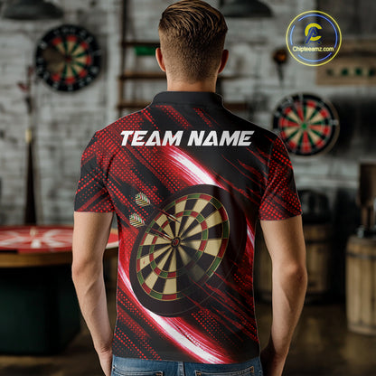Personalized Red & Black Lion Dart Shirt For Men Custom Light Dartboard Team Jersey Polo & 1/4 Zip TDM4334