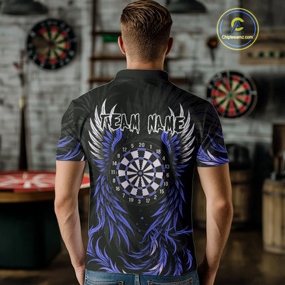 Personalized Phoenix Dartboard Wings Men's Dart Shirts Custom Blue And Black Darts Team Jerseys TDM4584