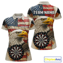 Load image into Gallery viewer, Personalized Patriotic Eagle Darts Shirt For Women Custom Vintage American Flag Darts Team Jersey TDM4219